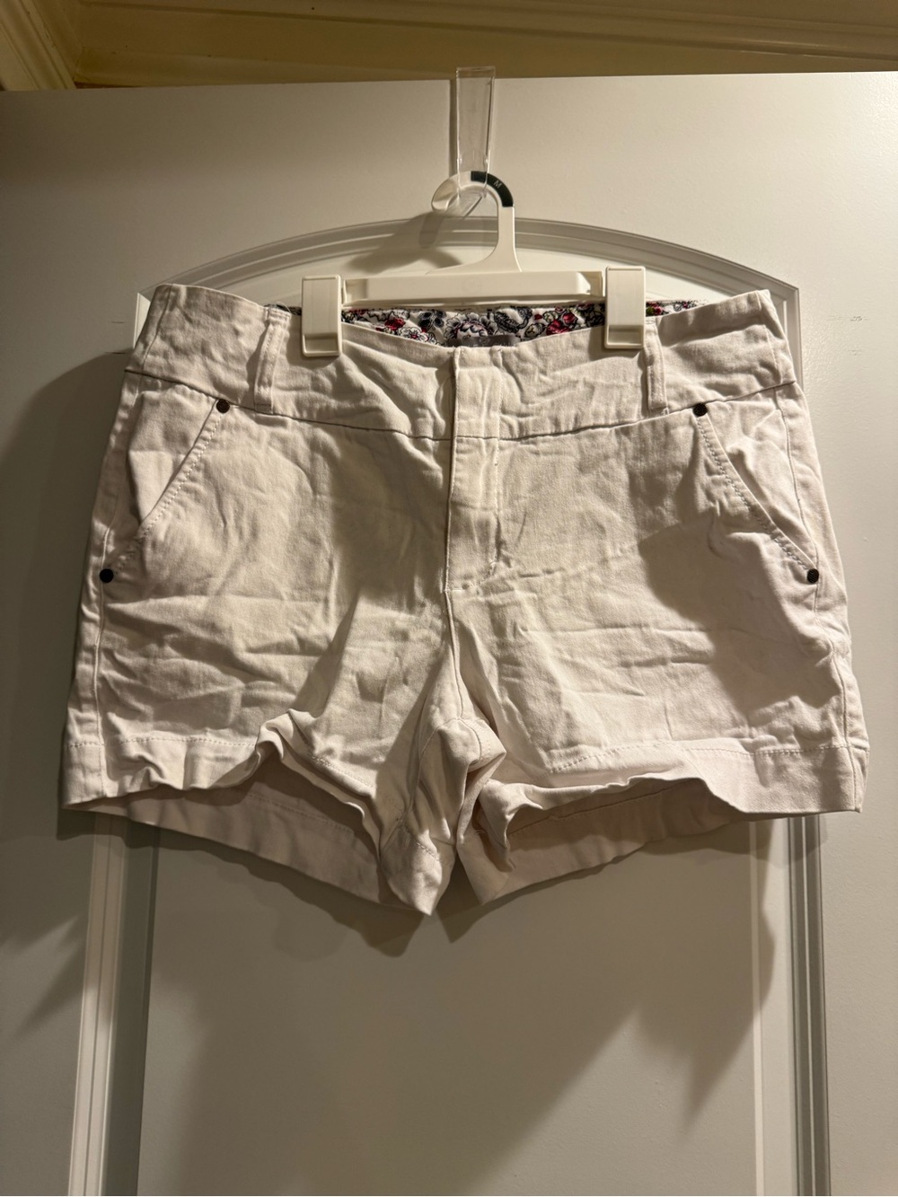 one 5 one Women's High-Waist Cream/Light Khaki Cotton-Blend Shorts